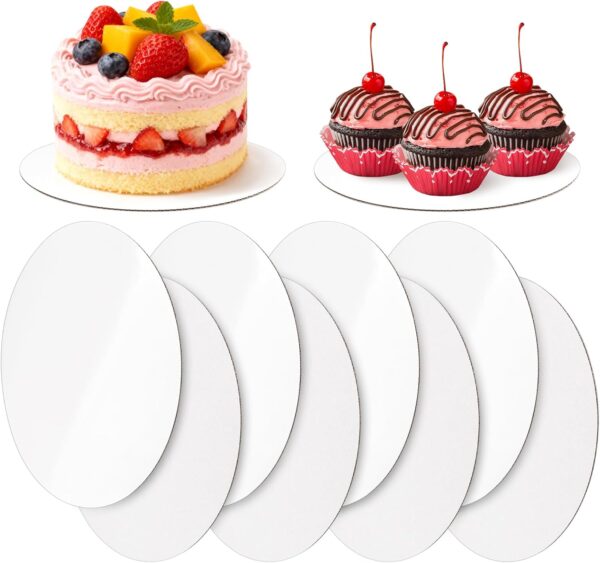 Cake Board/Cake Base/Cake Mold/Cake Tray for Restaurants, 8inch, White (10Pcs Pack)