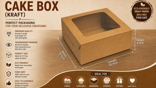 kraft Window Cake Box for 1 kg (Pack of 10)