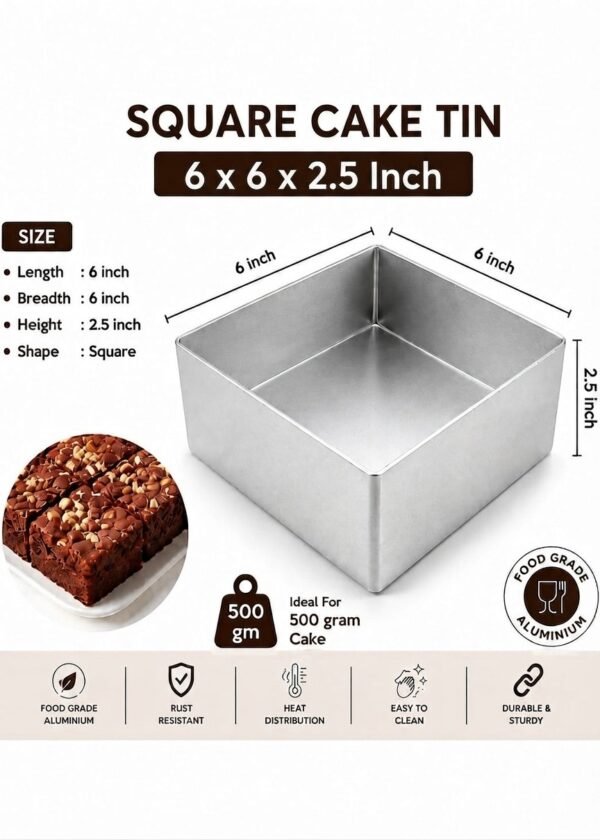 Cake Mould/Cake Pan/Cake Tray (6Inch x 2.5Inch Square)