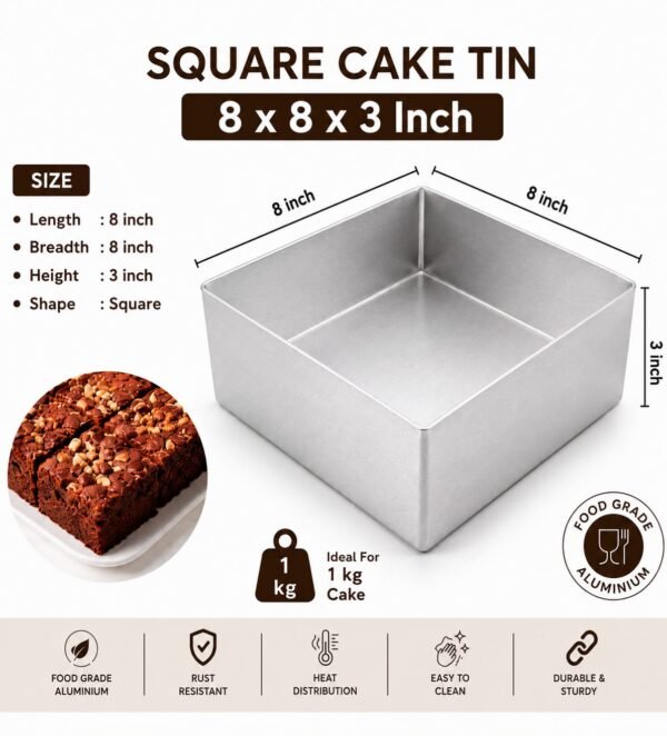 Cake Mould/Cake Pan/Cake Tray  (8Inch x 3Inch Square)