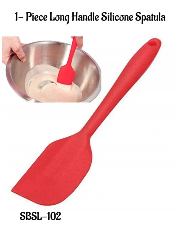 1- Piece Long Handle Silicone Spatula: Perfect for Mixing, Frosting, & Scraping