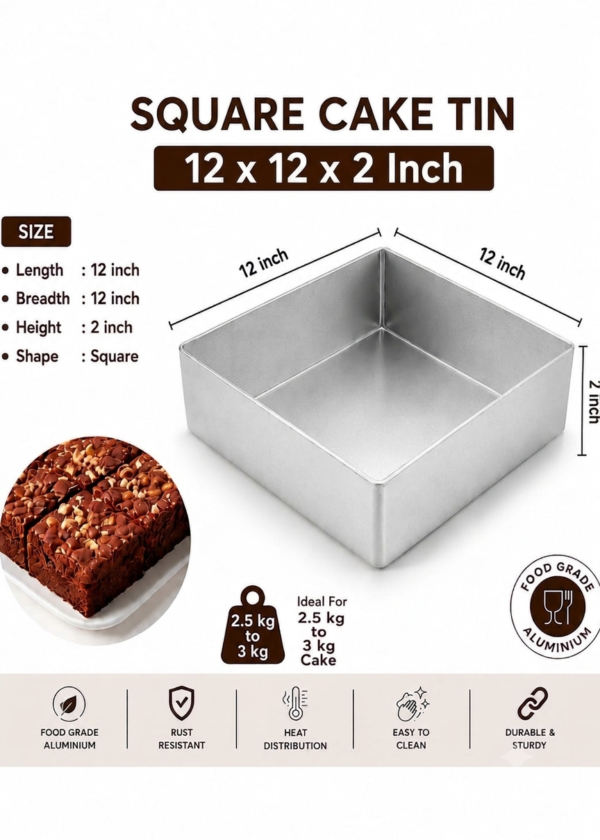 Cake Mould/Cake Pan/Cake Tray (12Inch x 2Inch Square)