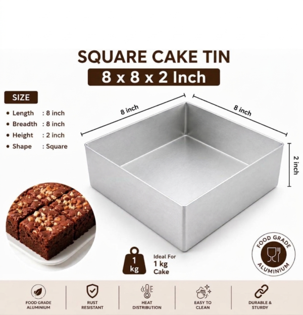 Cake Mould/Cake Pan/Cake Tray (8Inch x 2Inch Square)